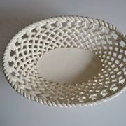 Woven ceramic oval fruit bowl or dish