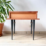 Vintage wood and brass bedside table Art Deco style