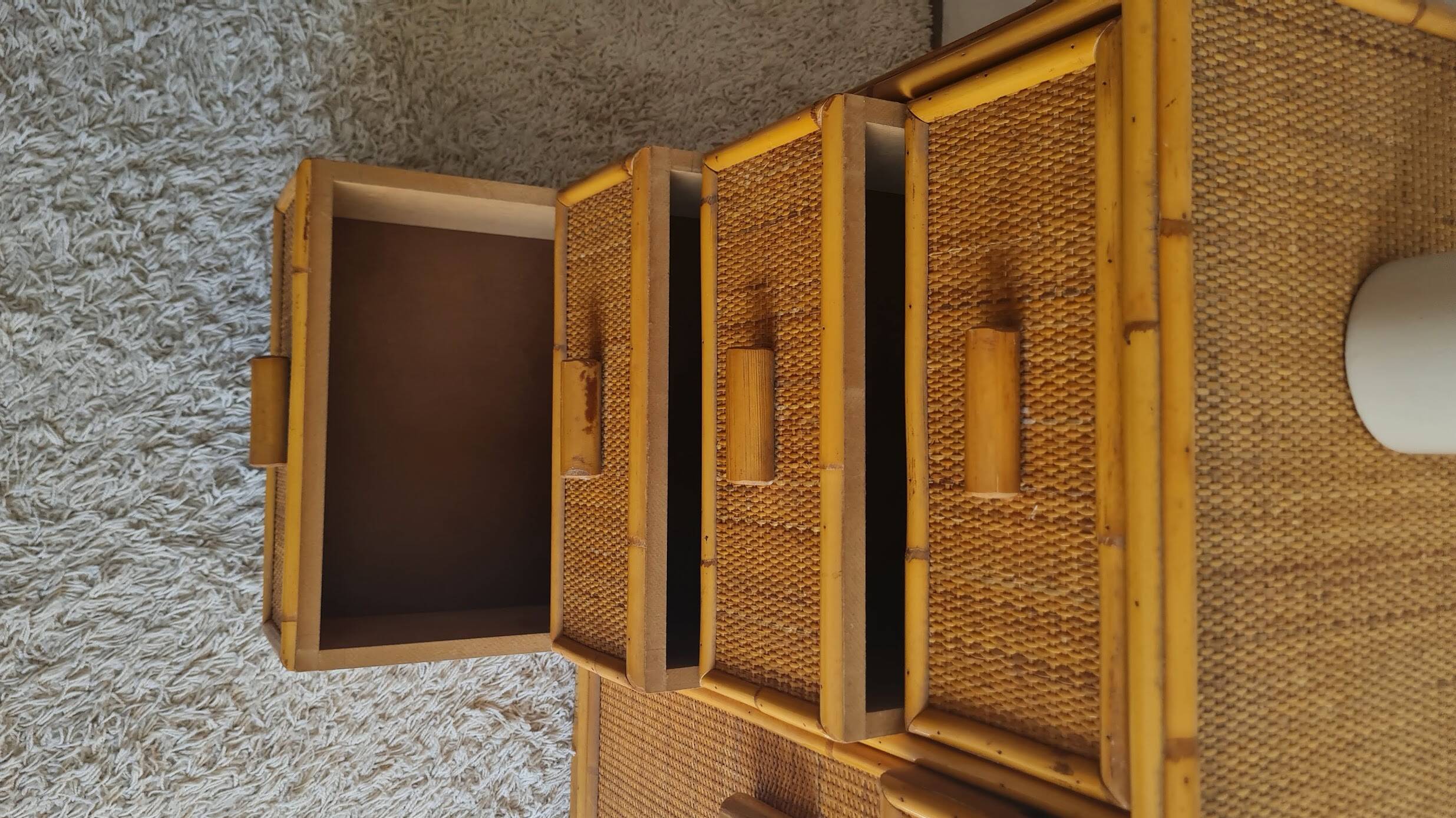 Vintage rattan chest of drawers