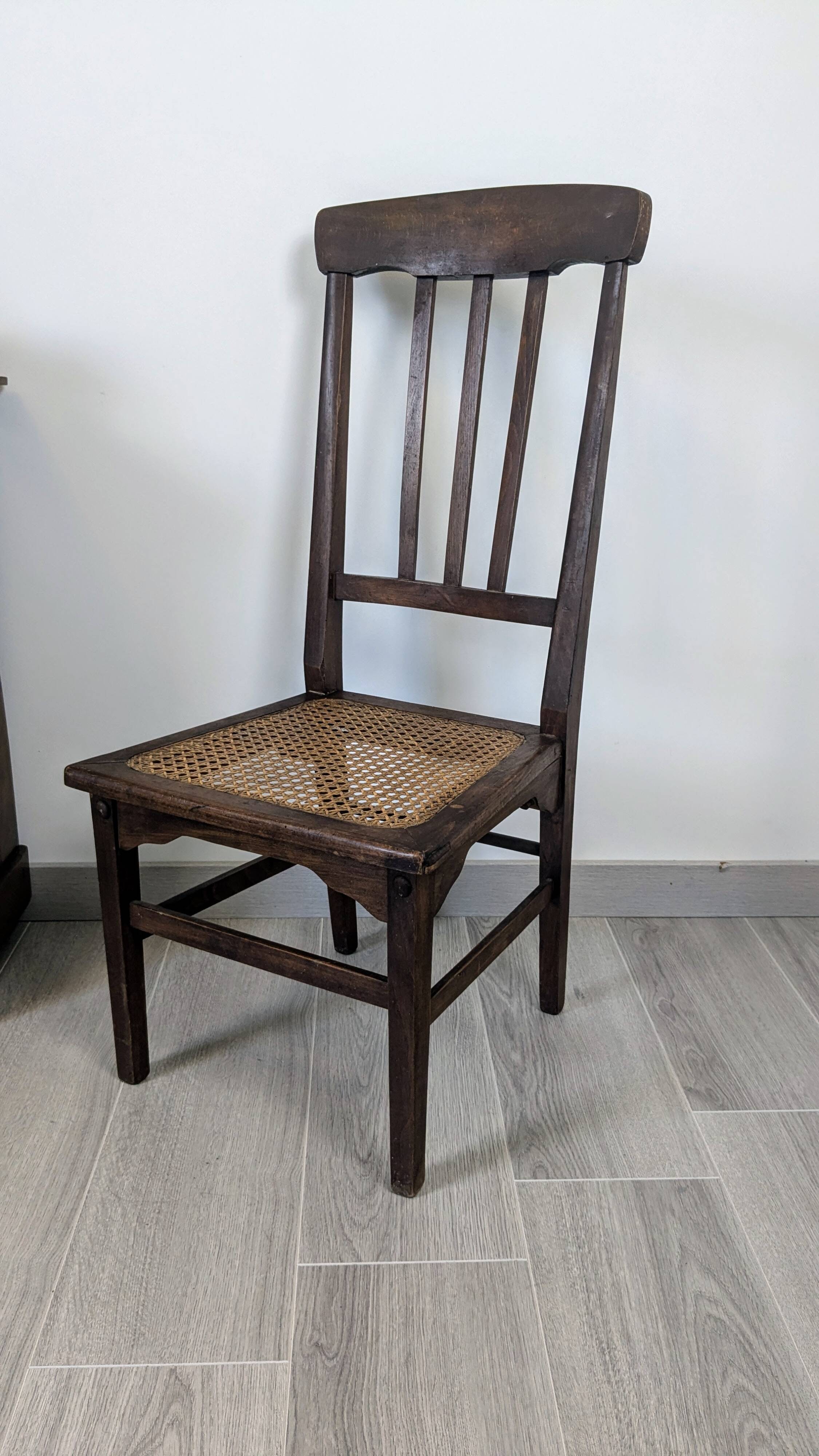 Stella nurse's chair in dark wood and cane