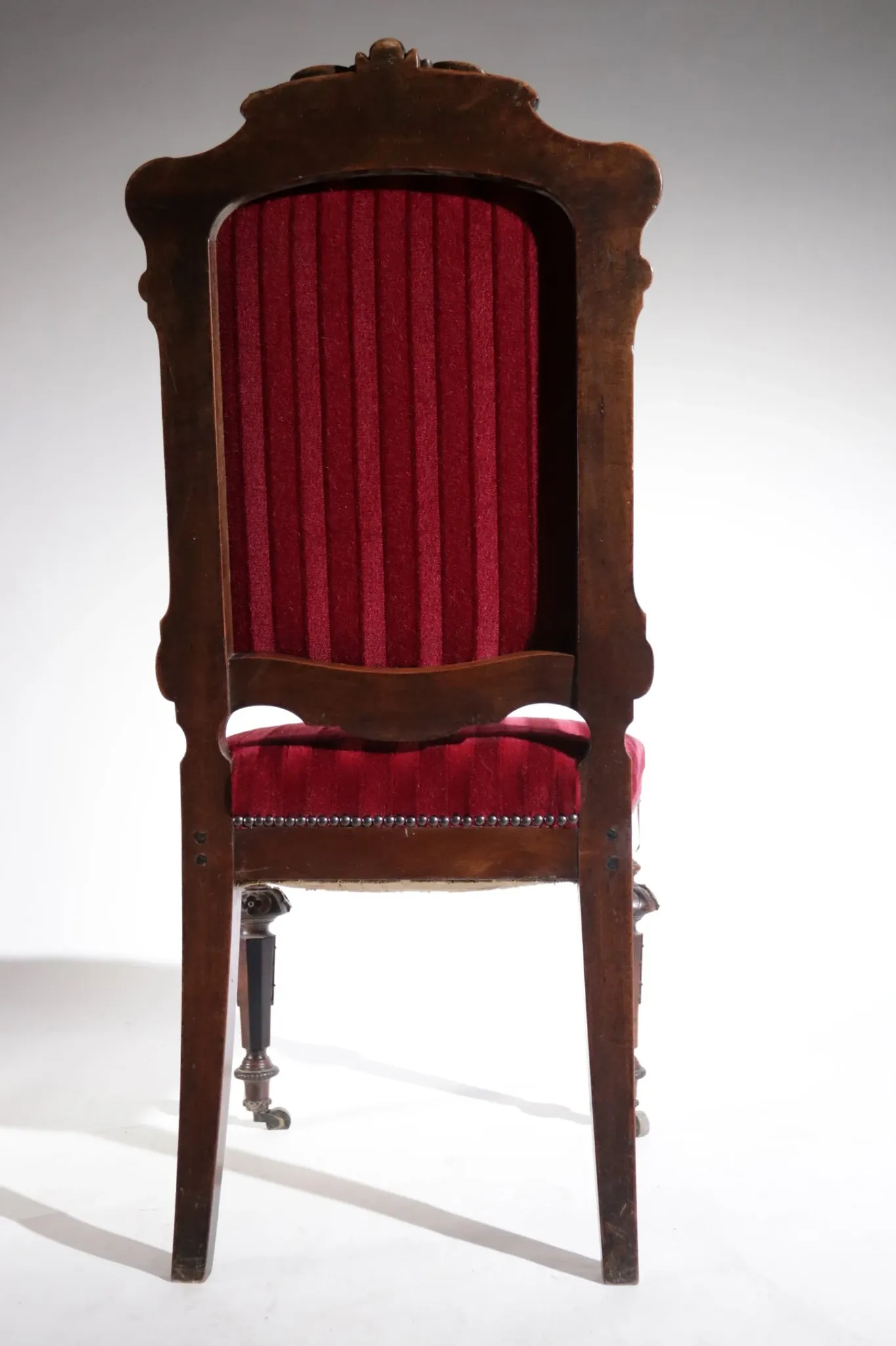Nineteenth-century French carved chair with red velvet