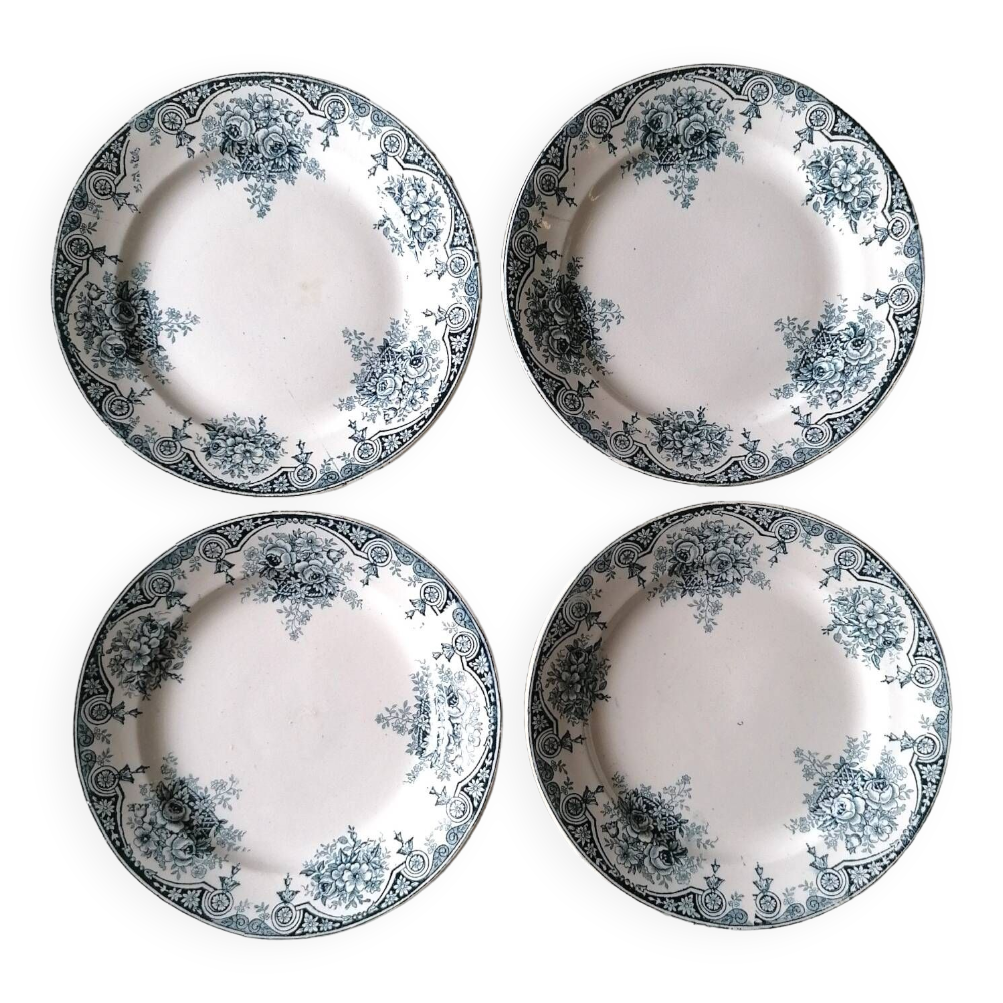 4 Saint Amandinoise dessert plates Pompadour collection