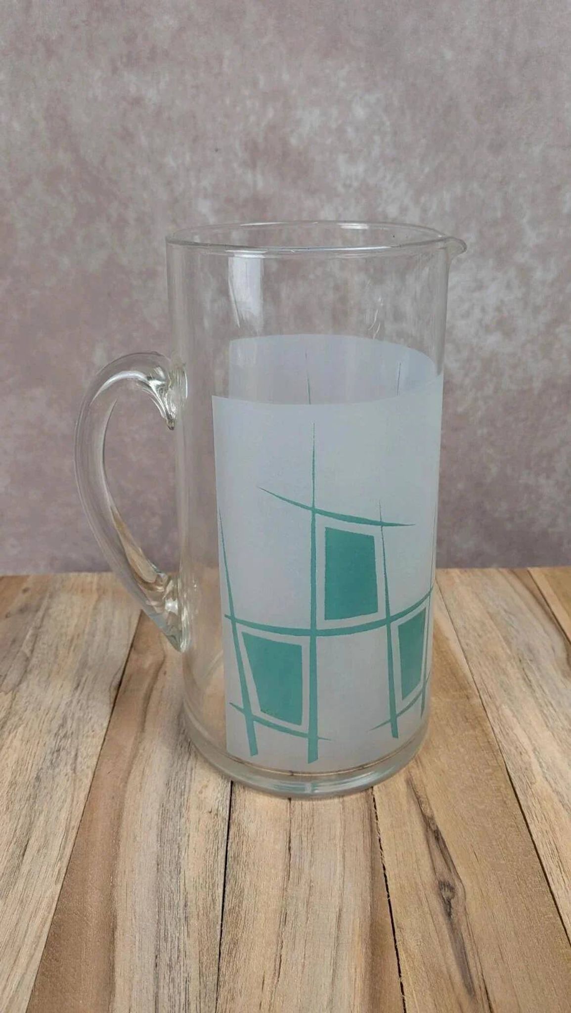 Vintage glass pitcher from the 1950s – geometric design