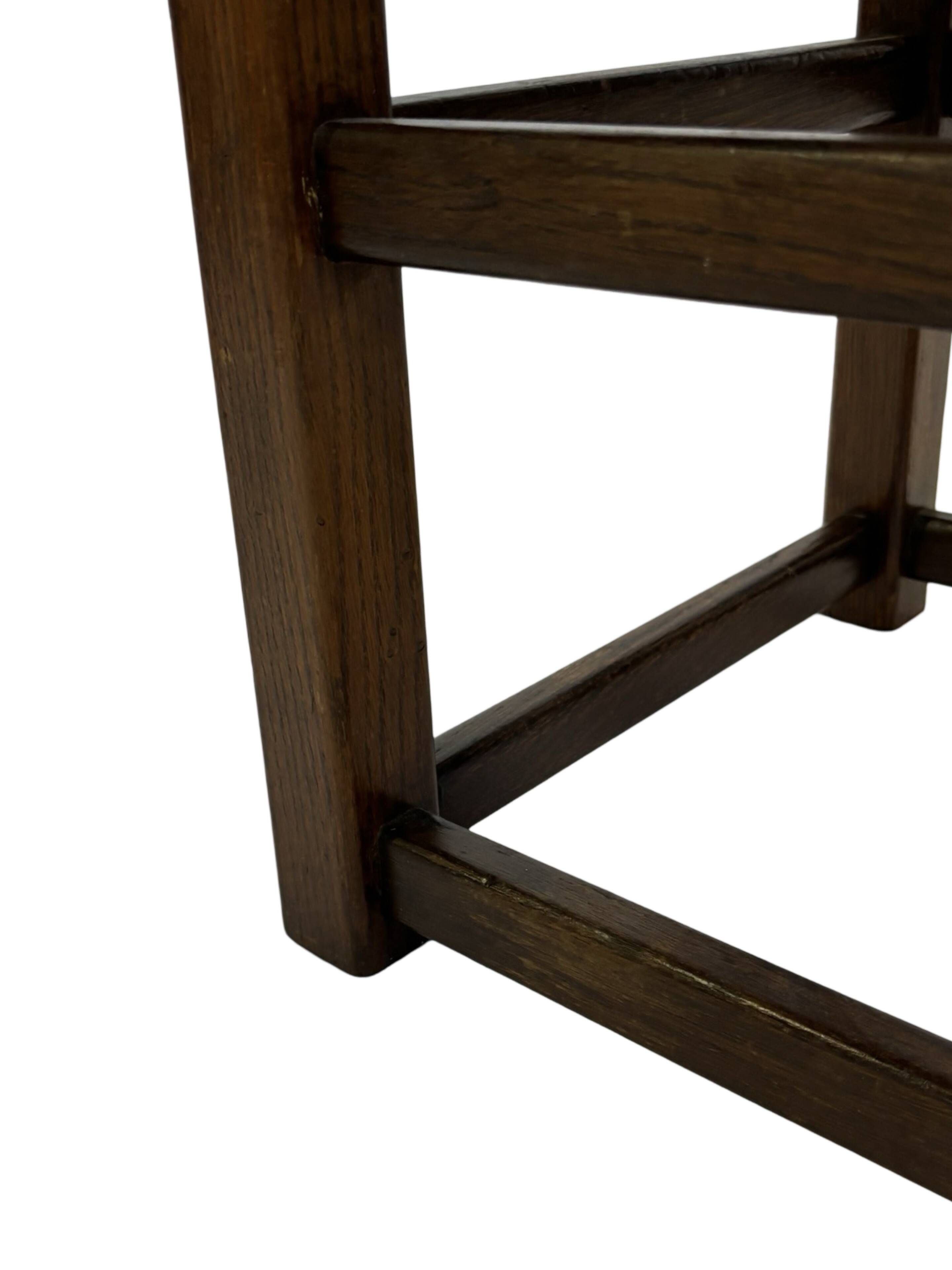 Vintage wooden stool straw seat 60s minimalist design