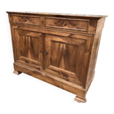 Antique low sideboard in solid cherry wood with 2 doors and 3 drawers