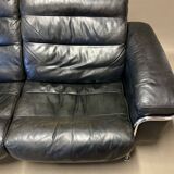 3-seater leather and chrome sofa design 1960.