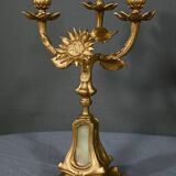 Pair of candelabra in gilded spelter and onyx – 1940