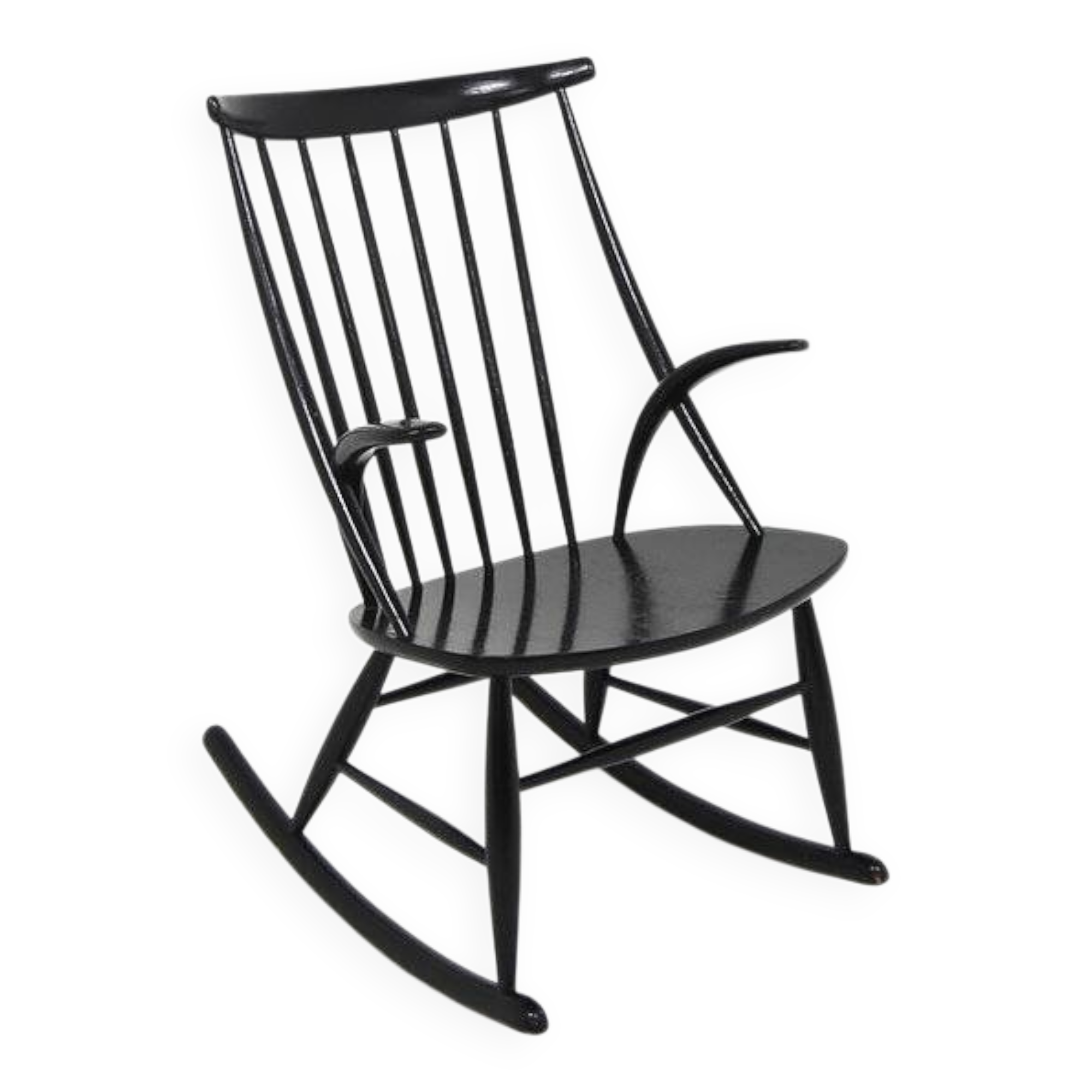 Beech rocking chair, Illum Wikkelsø, N. Eilersen, Denmark, 1960