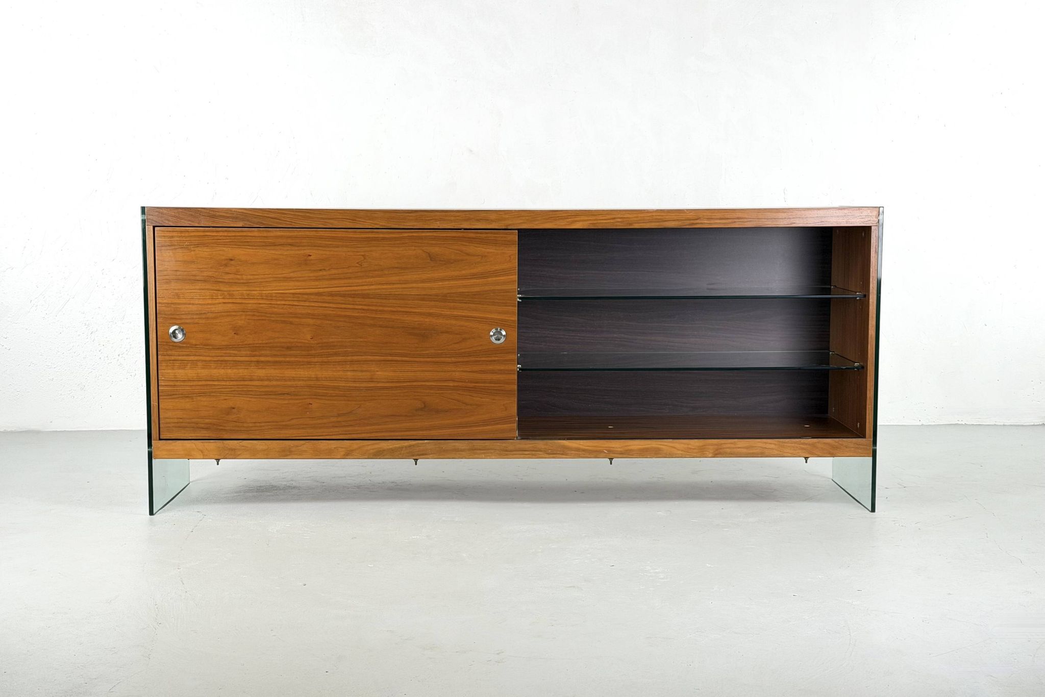 Teak sideboard with glass legs, France - 1990s