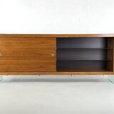 Teak sideboard with glass legs, France - 1990s