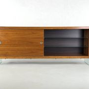 Teak sideboard with glass legs, France - 1990s
