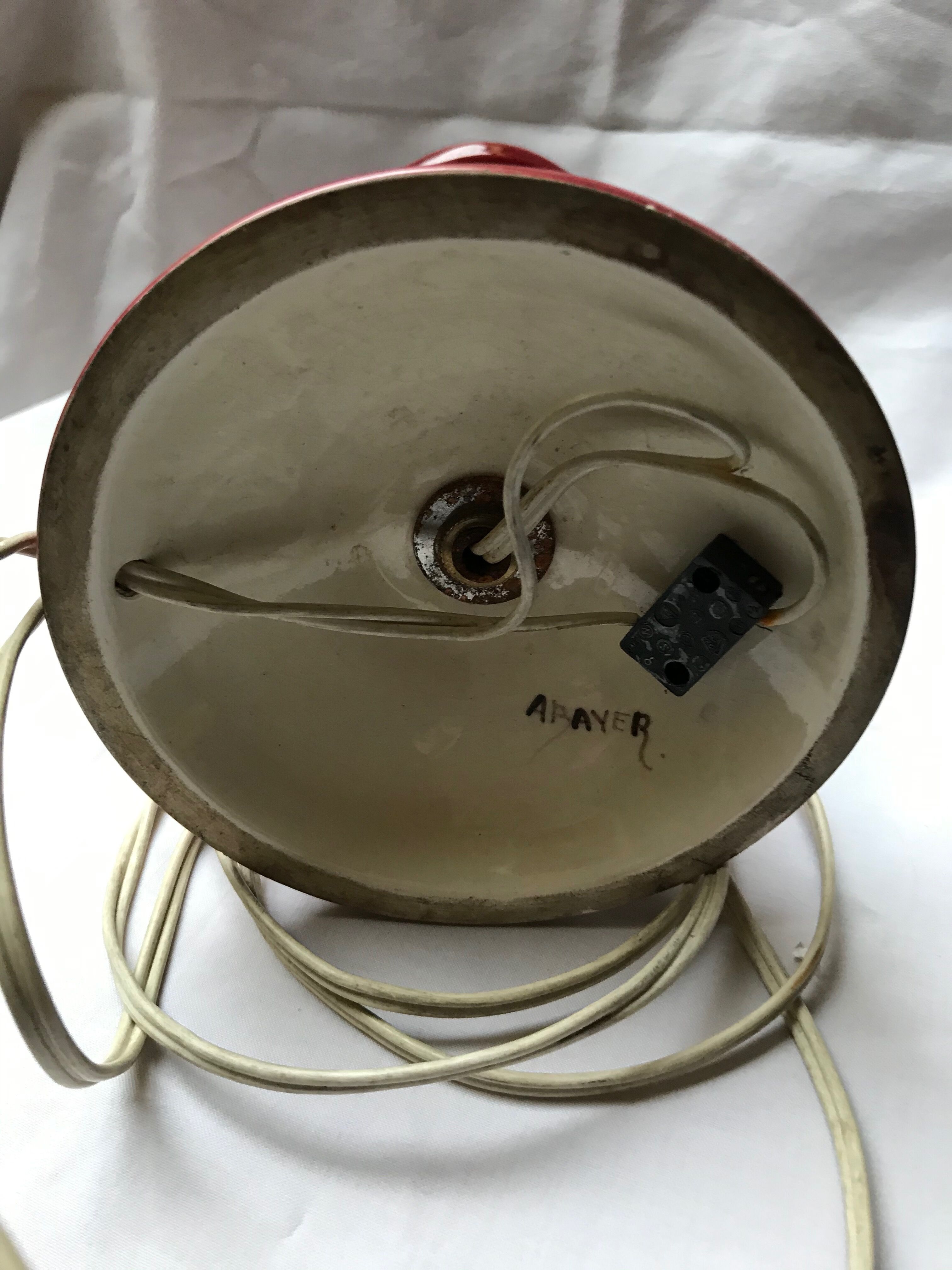 Old red ceramic lamp foot, 50s