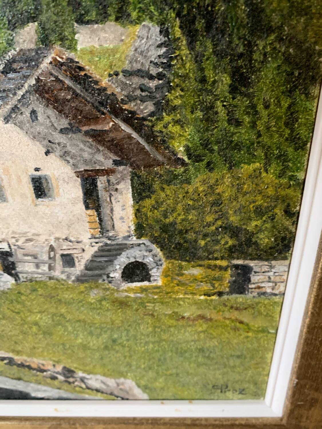 Oil on canvas mountain landscape Alps