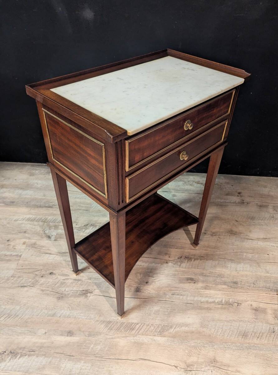 Pair of Louis XVI style mahogany bedside tables