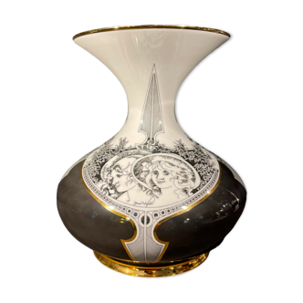 Vase by endre szasz for hollohaza hungary, golden porcelain, 1970s