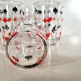 Vintage 6 Verres trumblers Jeu de cartes