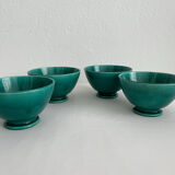 4 antique vintage green ceramic bowls