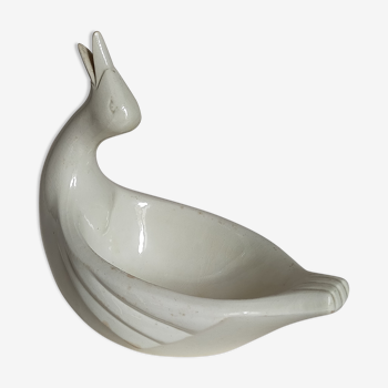 Empty pockets bird soap holder white ceramic Art-deco
