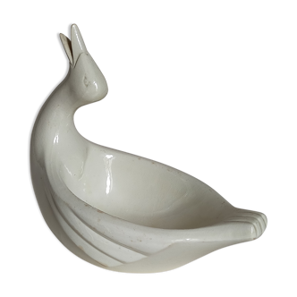 Empty pockets bird soap holder white ceramic Art-deco