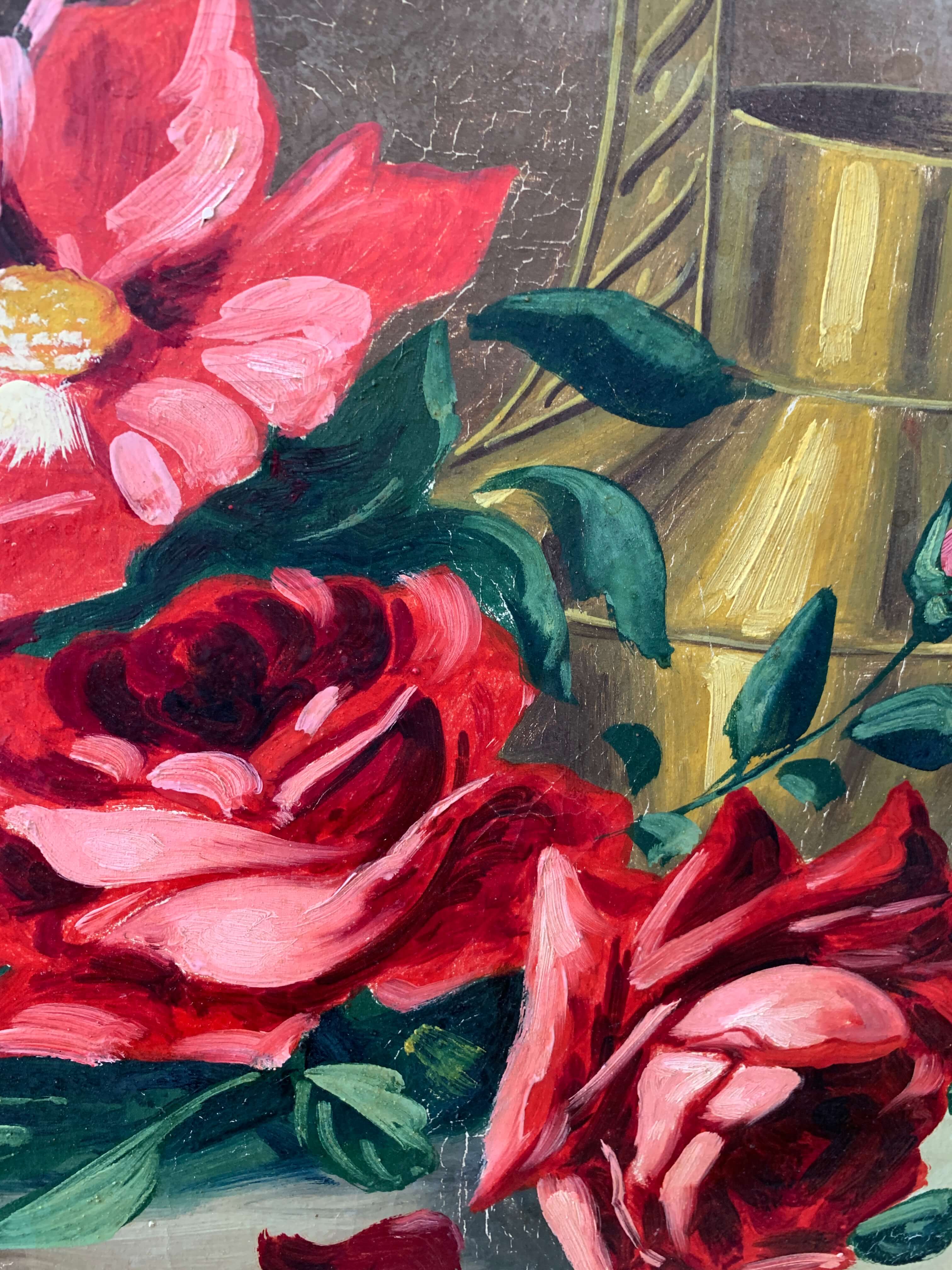 Ancienne peinture de roses