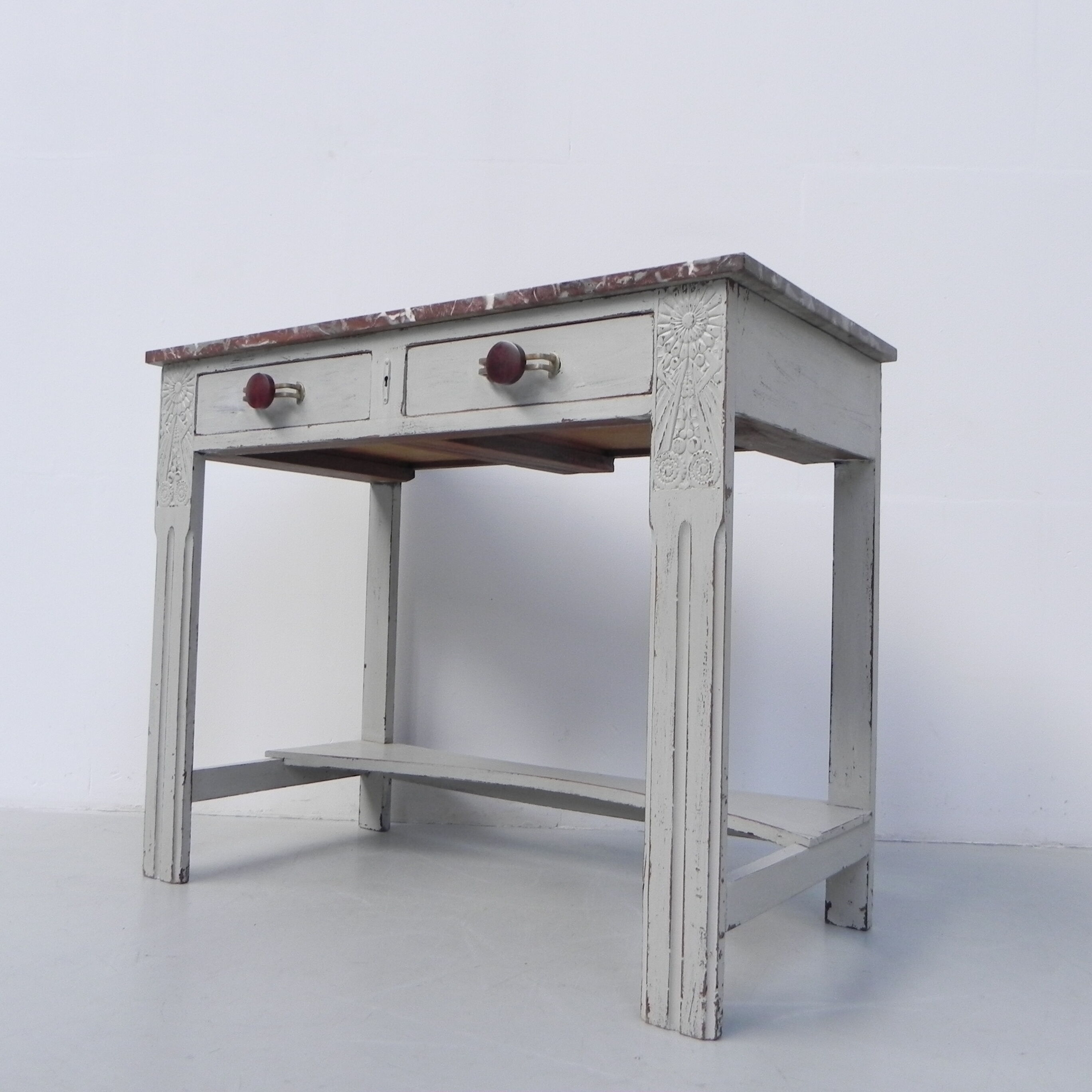 Art Deco table with 2 drawers and mirror, side table