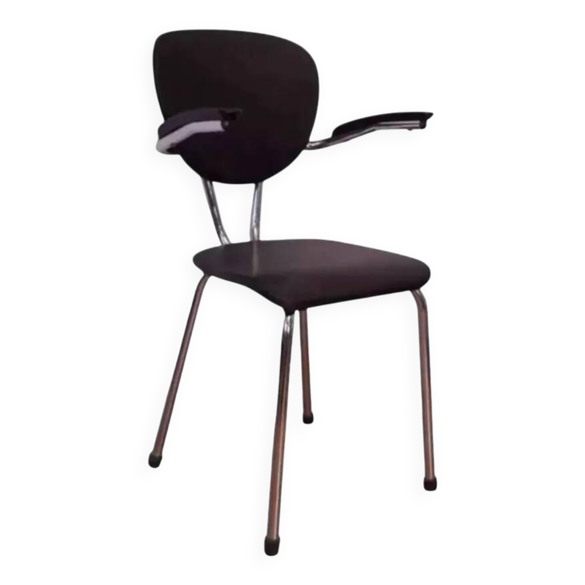 Tubax chair from the 50s, chrome and black imitation leather