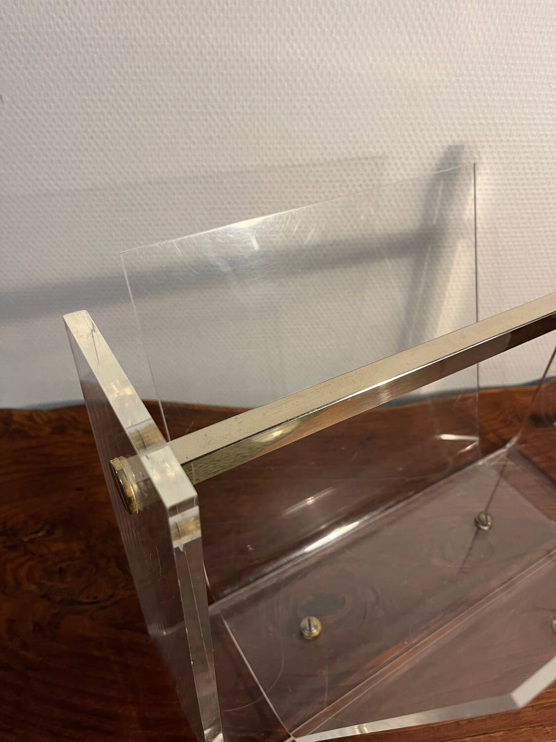 Plexiglas magazine rack by David Lange