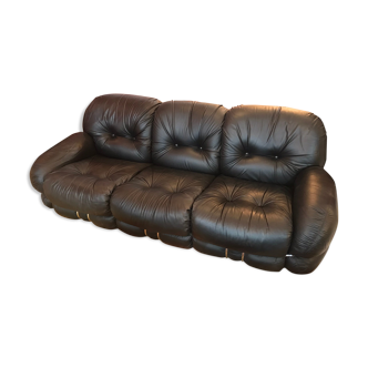 Black leather sofa by Adriano Piazzesi