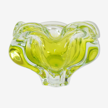 Murano vintage glass green ashtray