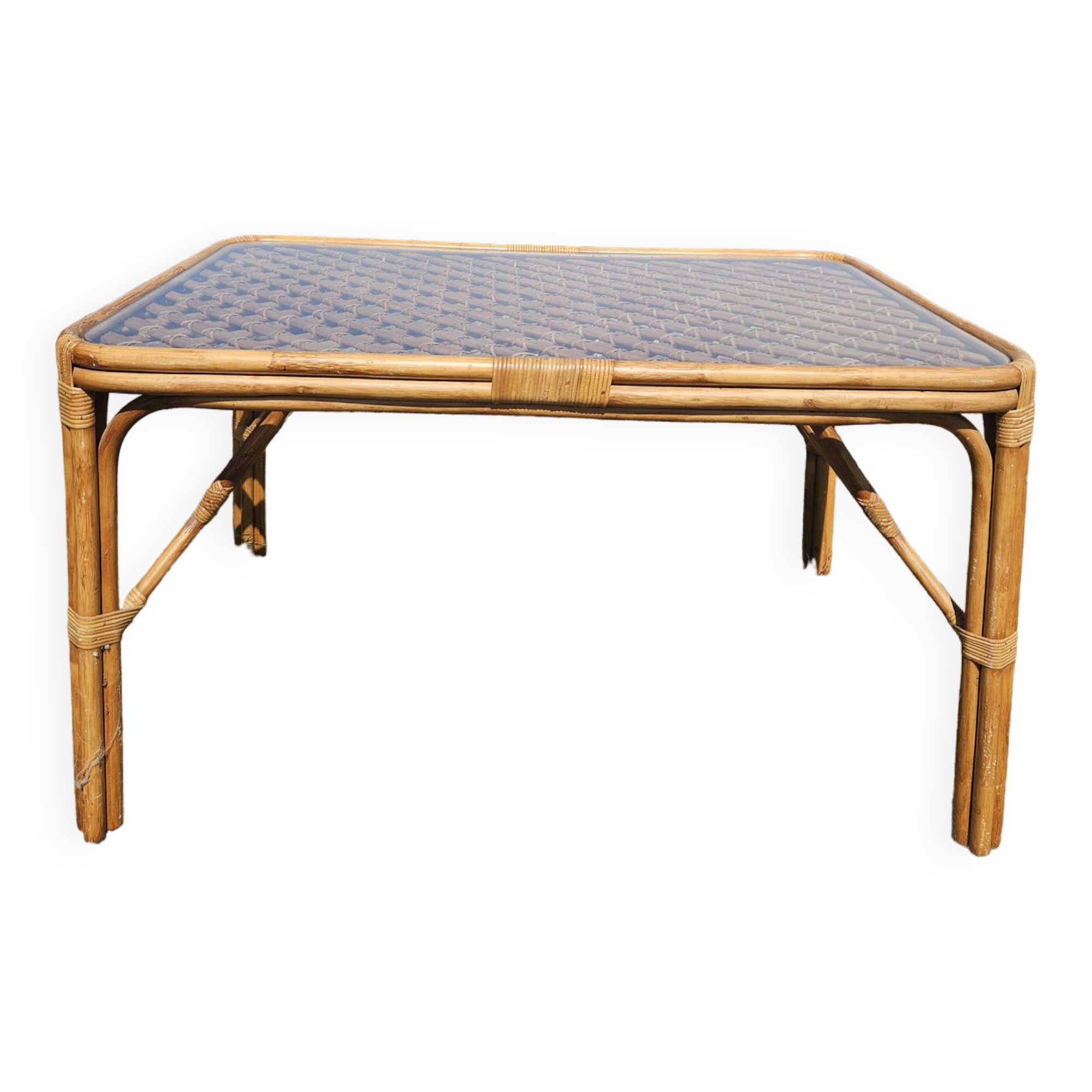 Rattan and bamboo dining table