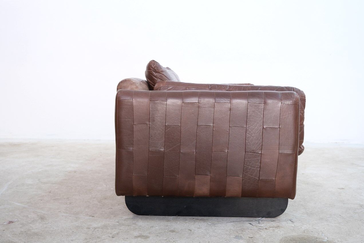 Mid-century patchwork leather sofa in the style of De Sede, 1970s