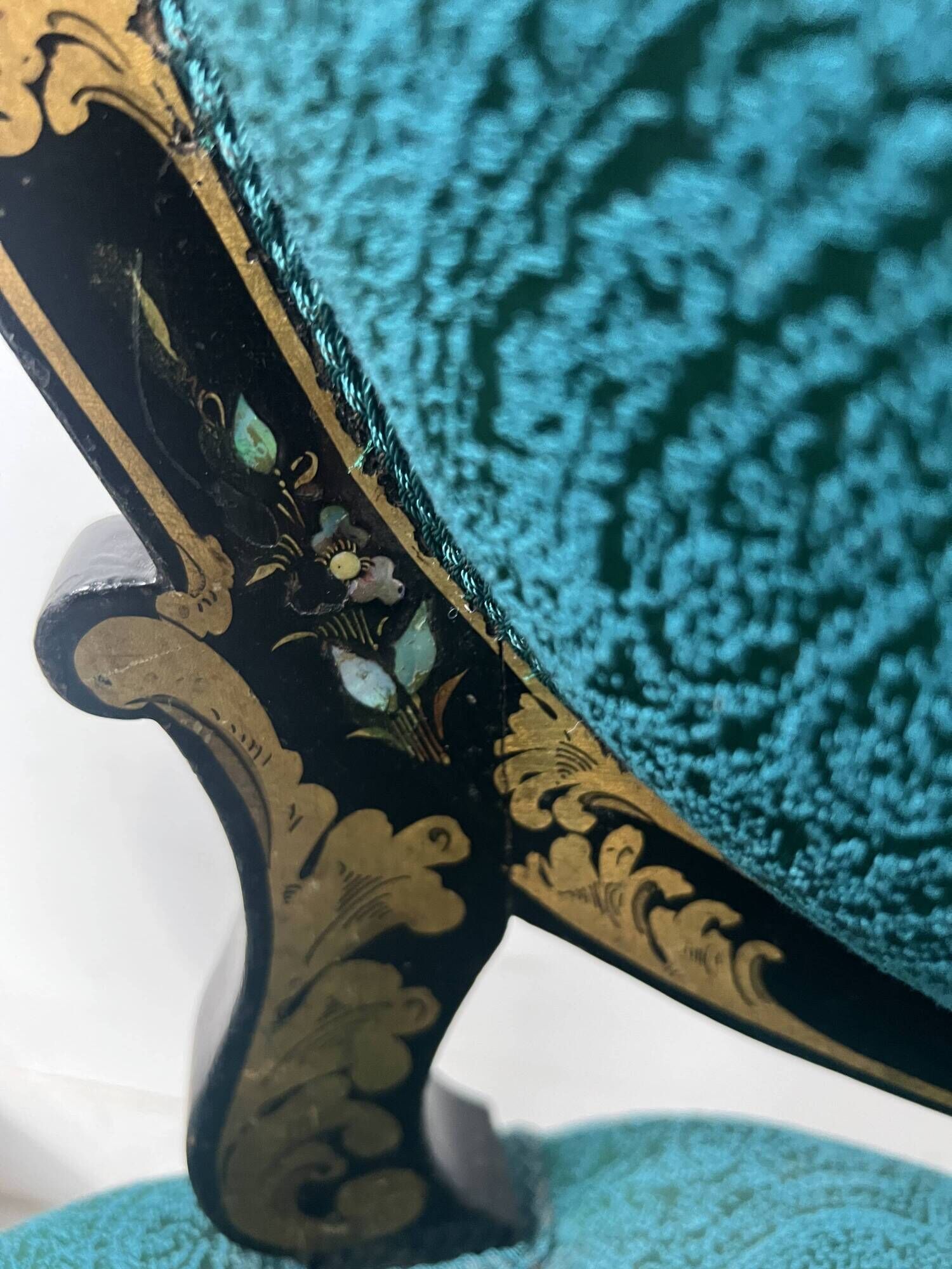 Pair of Napoleon III chairs in black lacquered wood, 19th century.