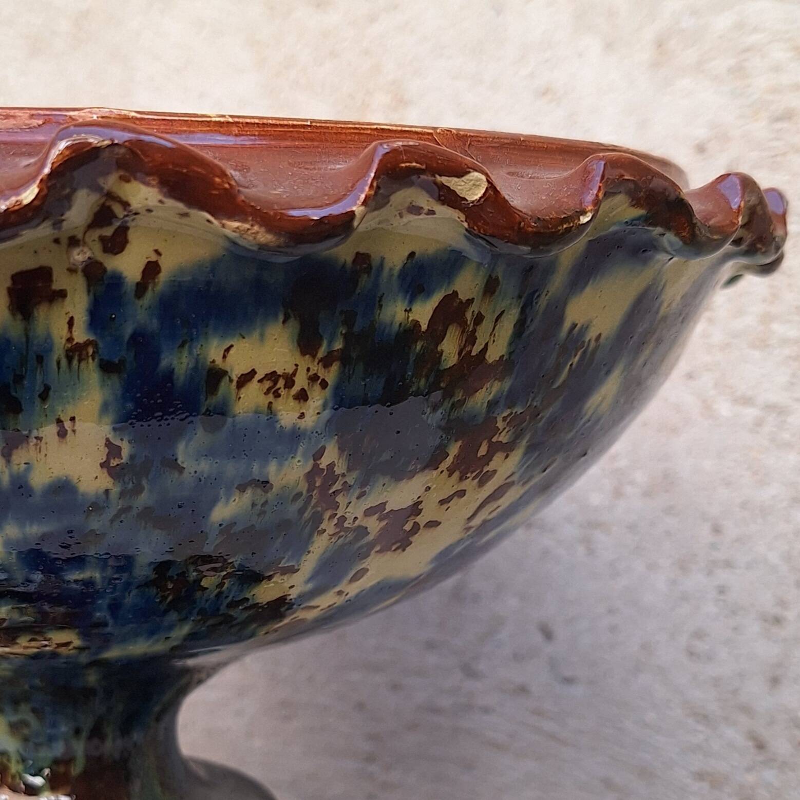 Glazed terracotta fruit bowl