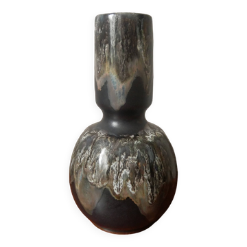 Designer ceramic vase from the 50s, bluish gray signature Jean-Marie Maure, handcrafted