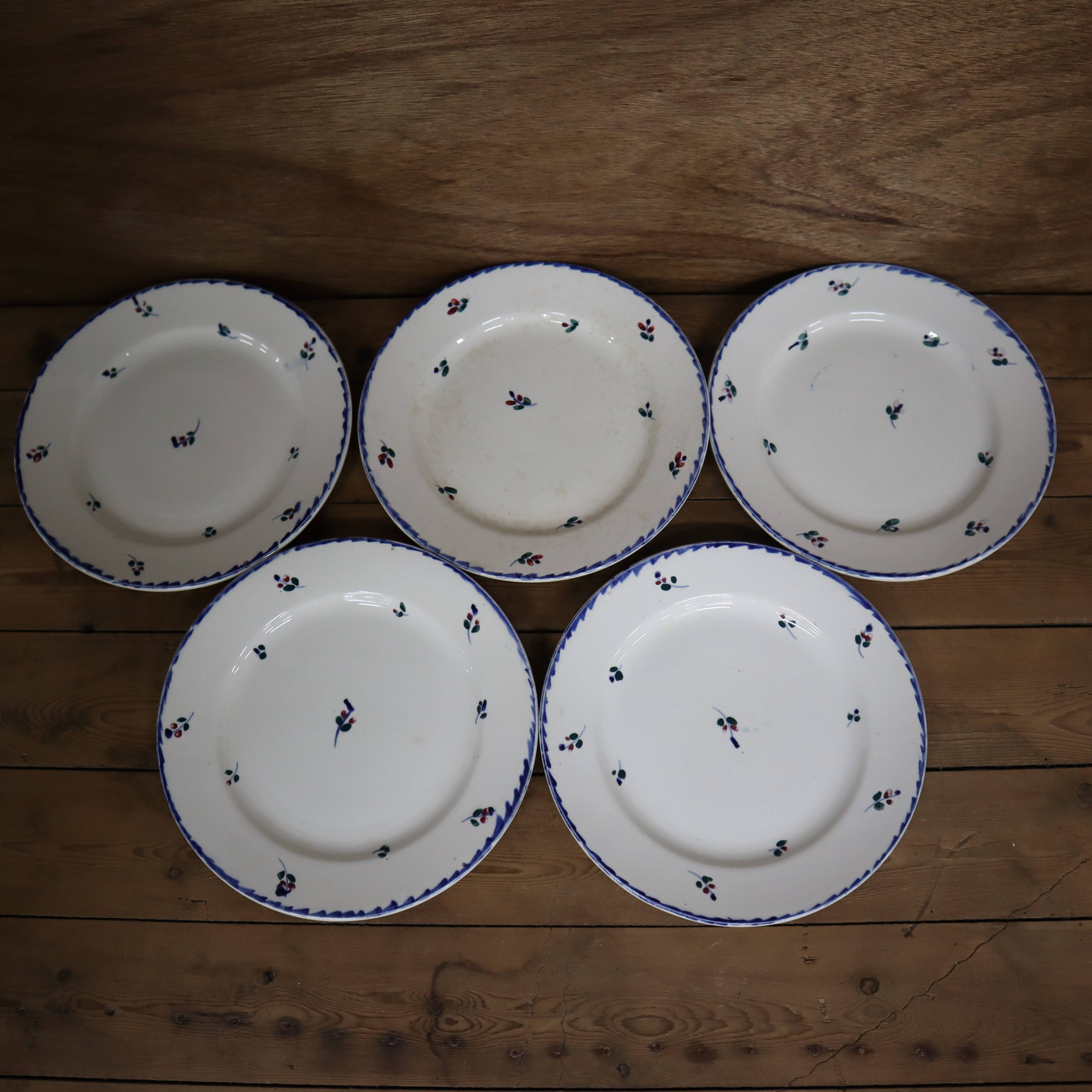 5 flat plates from the Nimy Royal Imperial Manufacture, Belgian manufacture