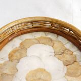 Mother-of-pearl and rattan tray