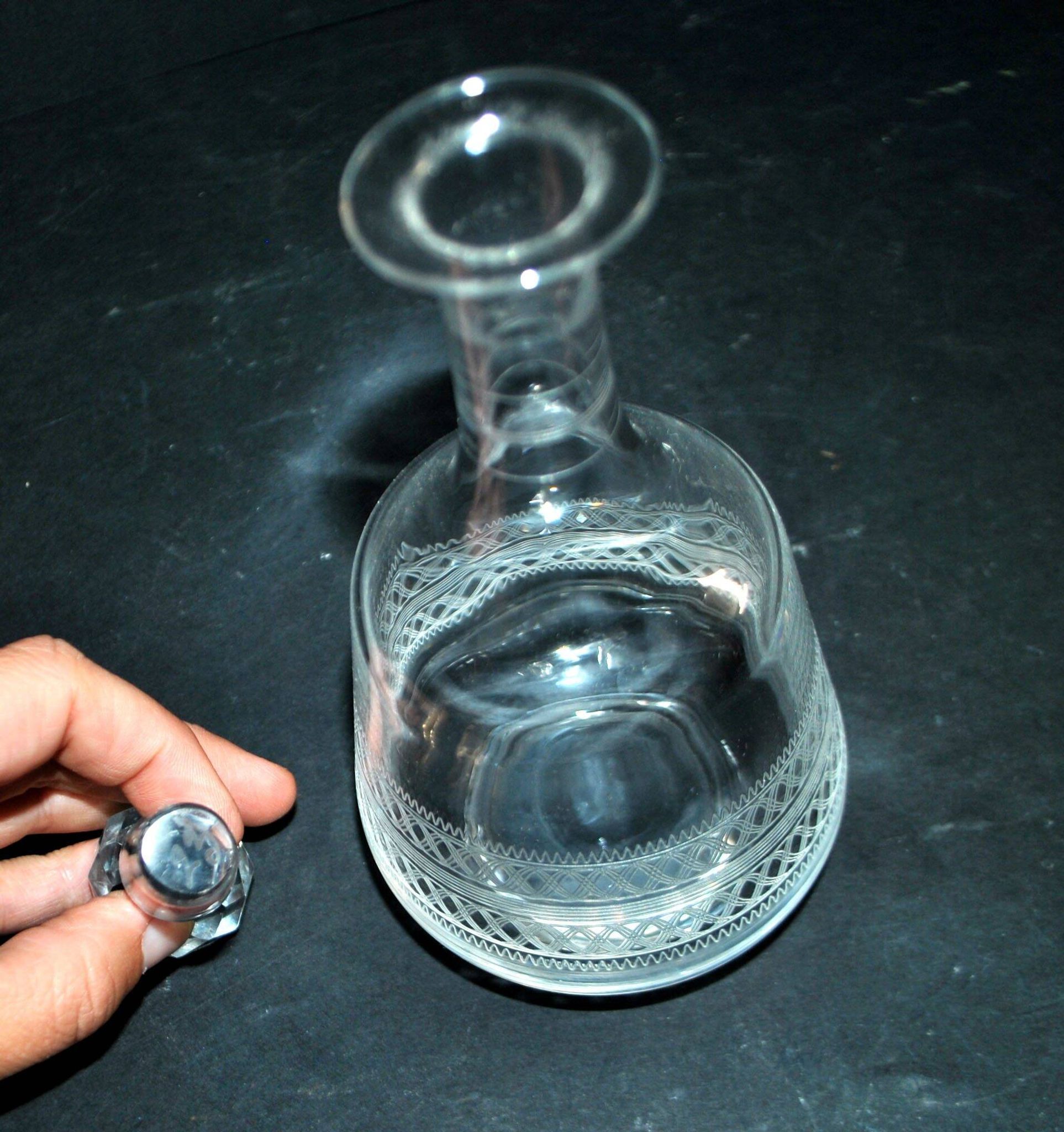 Baccarat carafe orange blossom water in crystal with guilloché decoration 1900