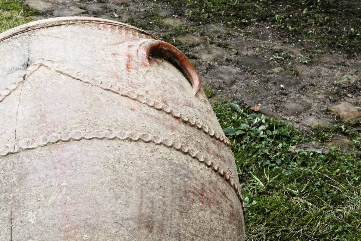 Large turned terracotta jar, 19th century