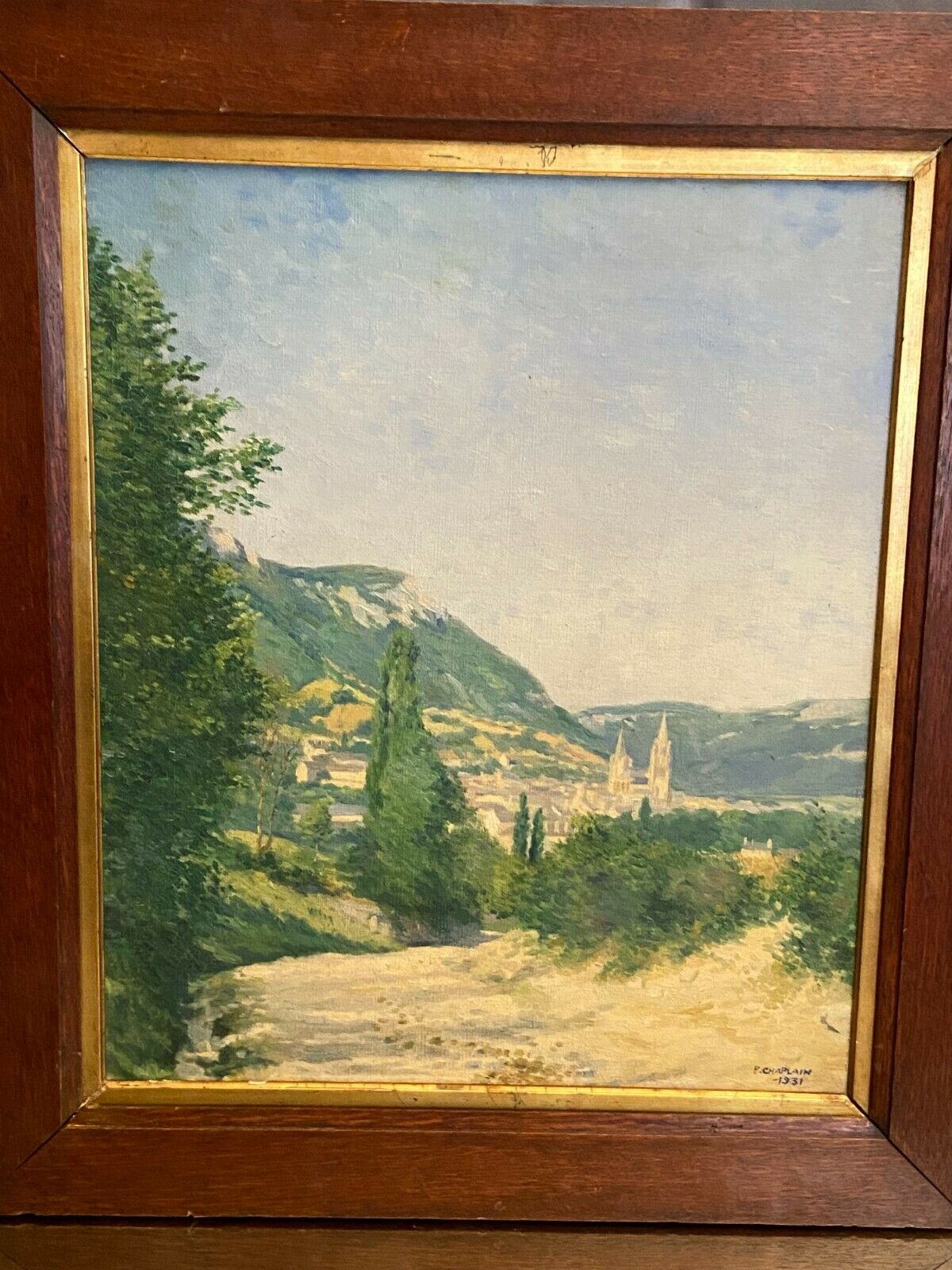 Oil painting on canvas Provencal landscape signed P. Chaplain 1931