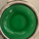 Pair of tin cups and glass