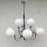 Chrome chandelier 9 opalines