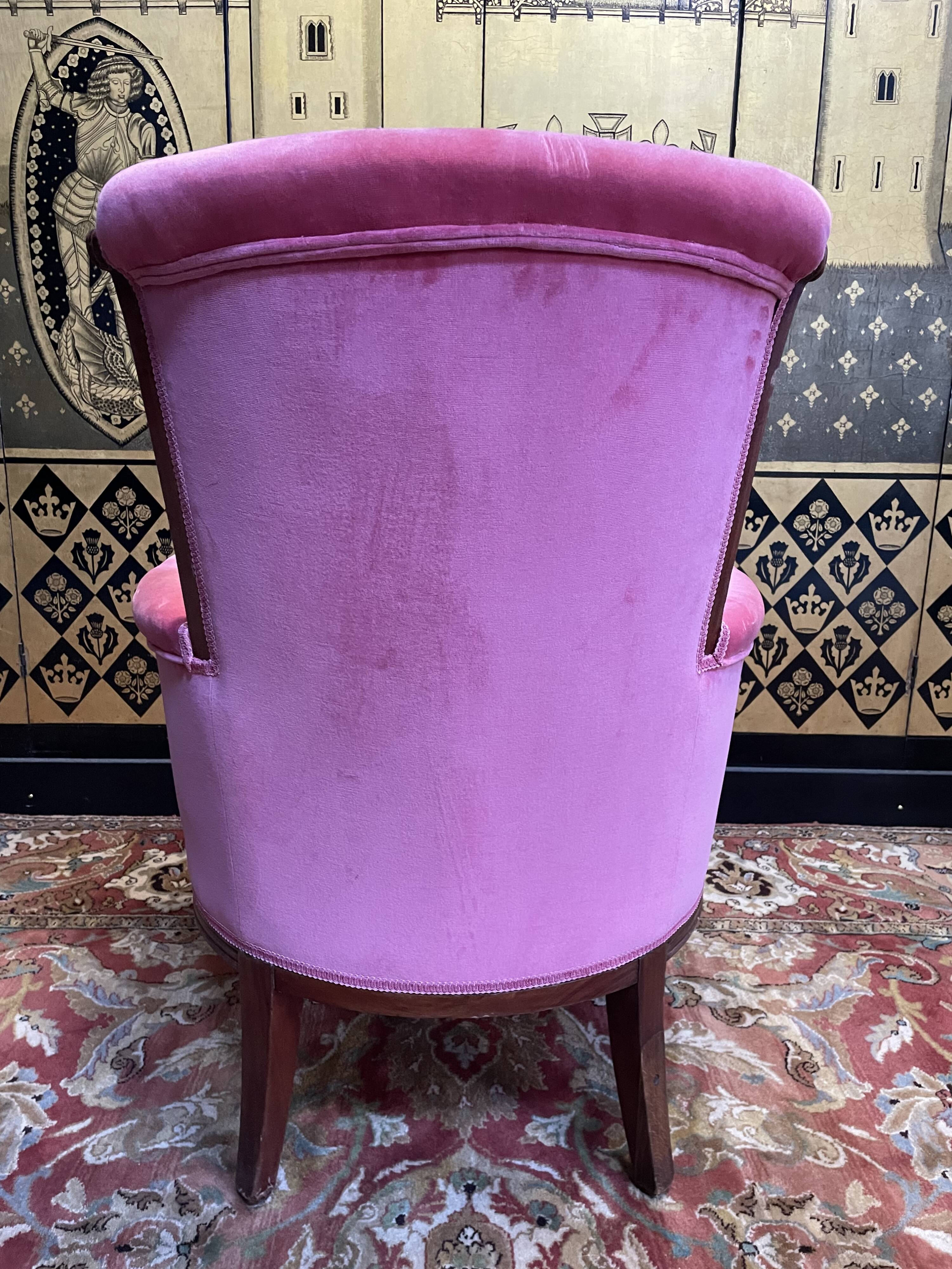 Bergère de style Louis XVI velours rose