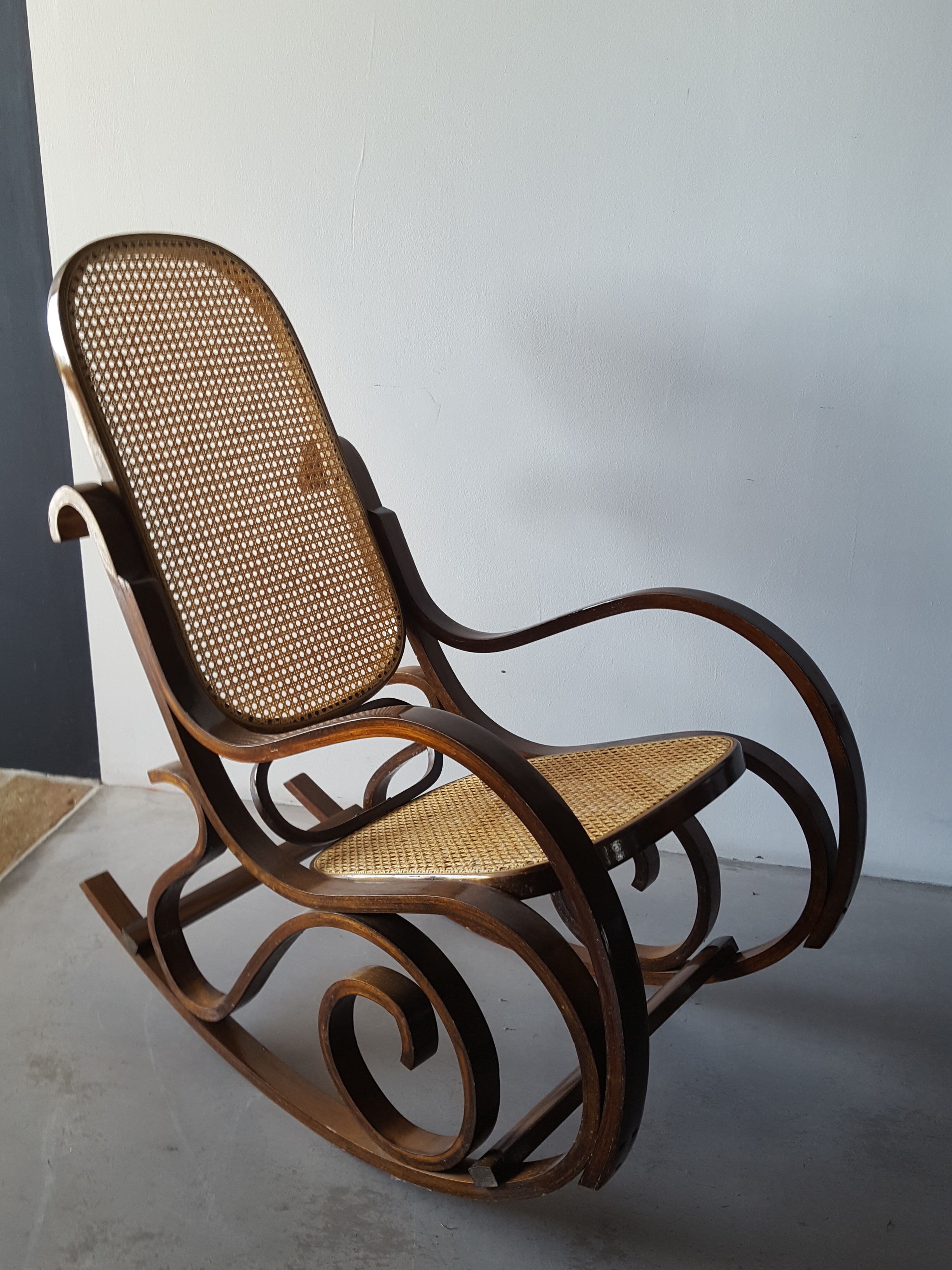 Rocking chair caning and curved wood