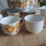 Ensemble 11 tasses à café, sucrier et pichet à lait Wunsiedel Bavaria vintage