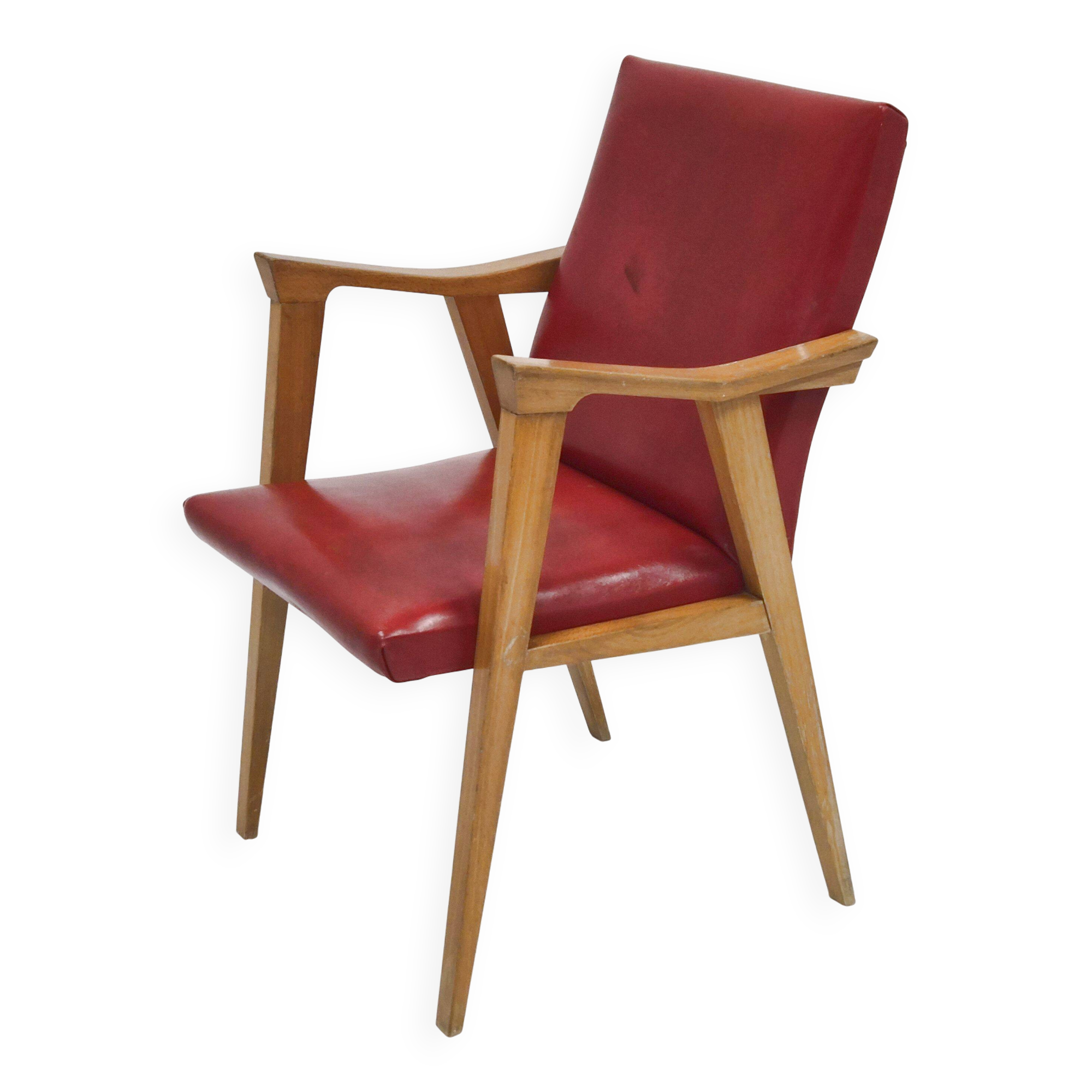 Fauteuil vintage pieds compas 1950