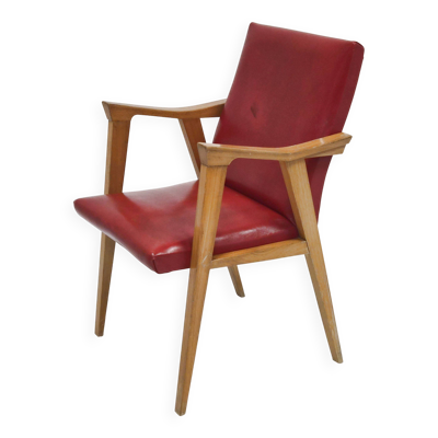 Fauteuil vintage pieds compas 1950
