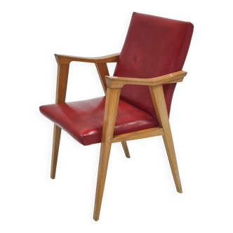 Vintage armchair with compass legs, 1950s