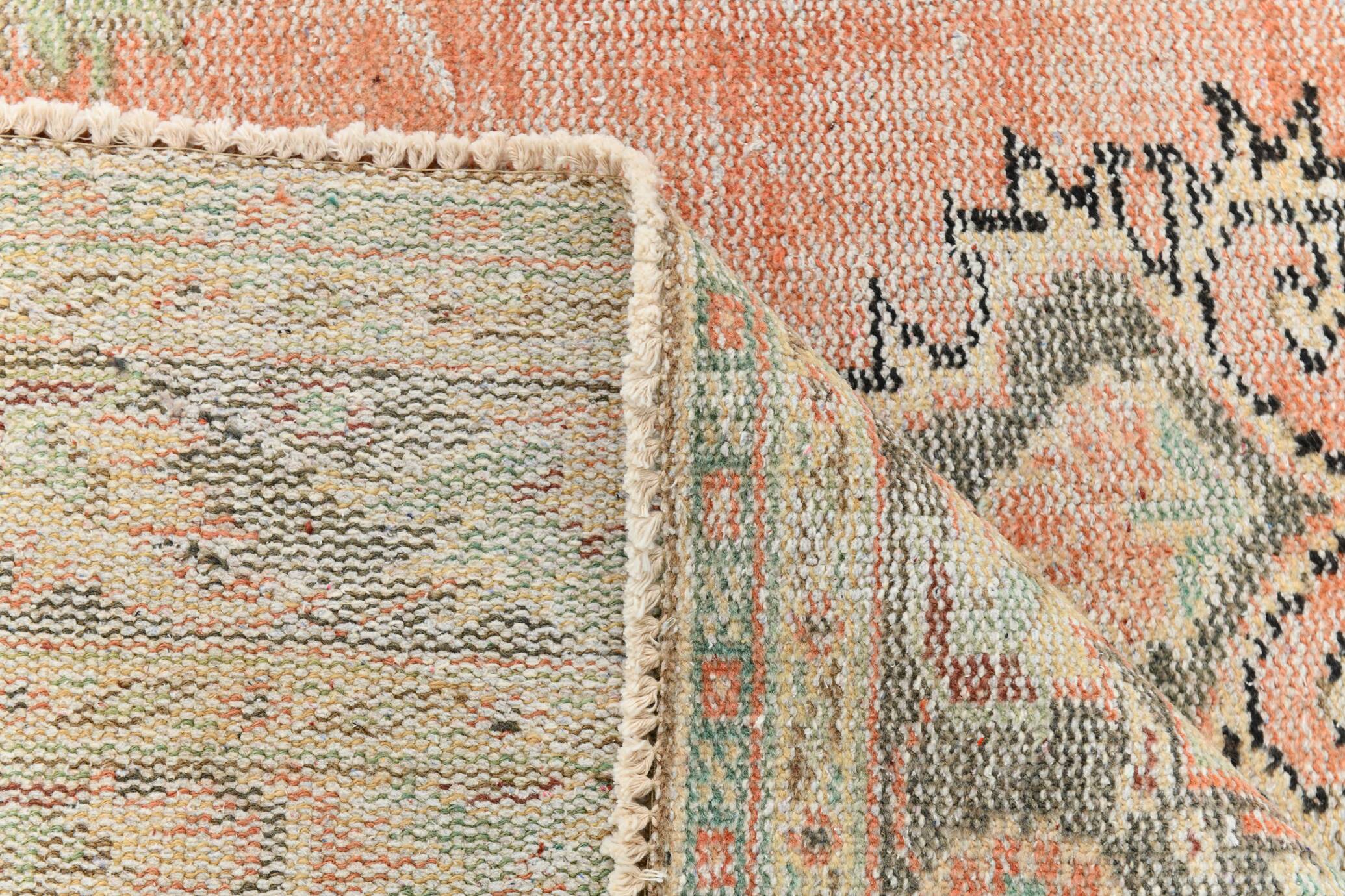 Vintage Salmon & Beige Classic Turkish Rug, 185x291Cm