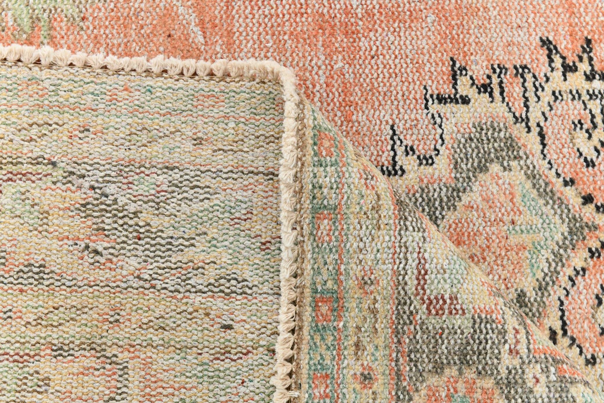 Tapis turc classique vintage saumon et beige, 185 x 291 cm