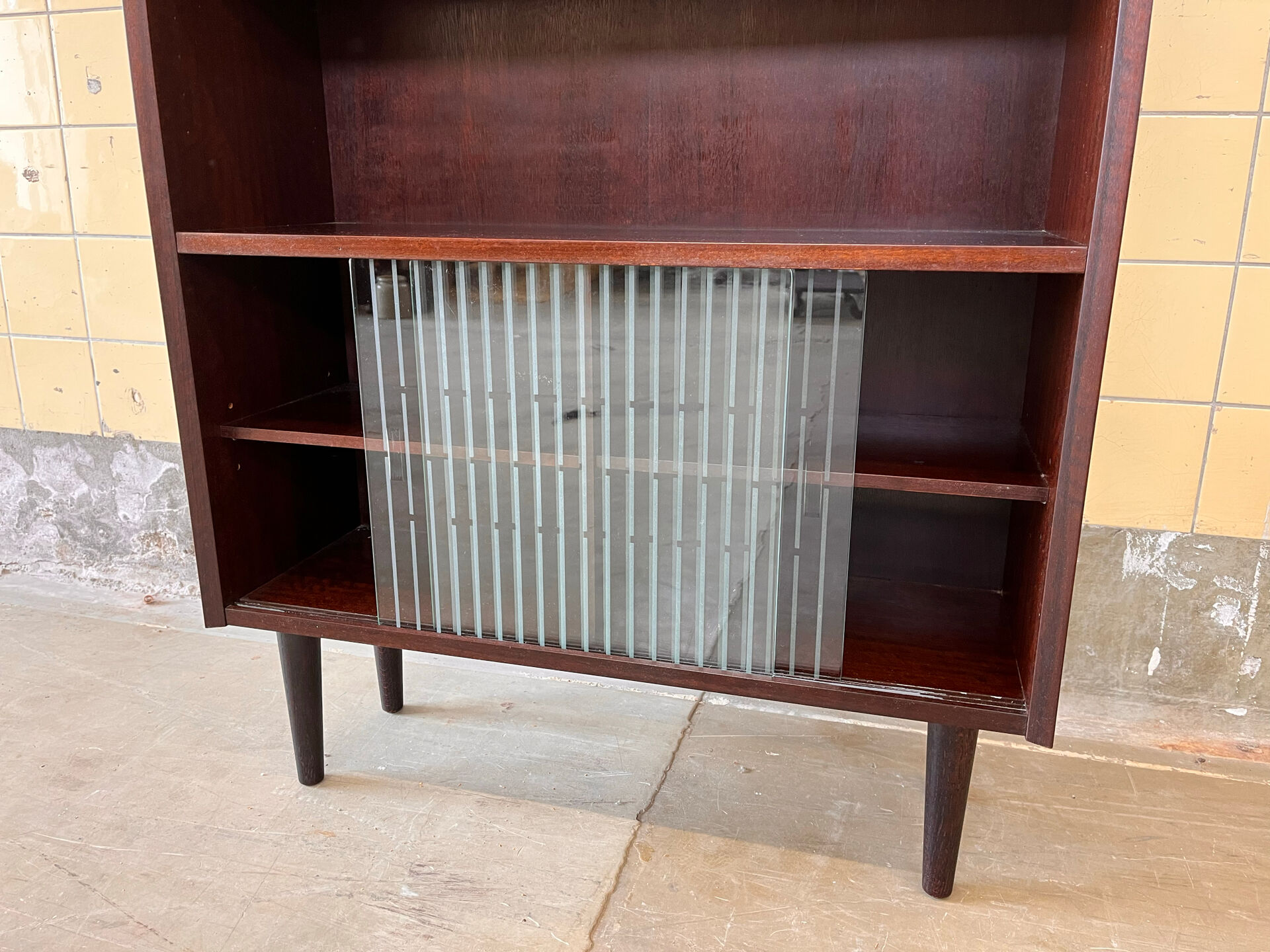Danish bookcase with glass display